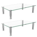Simple Trending 2 Pack Computer Monitor Riser with Height Adjustable, Tempered Glass, Multi Media Desktop Stand for Flat Screen TV Laptop - size: 14.25 x 9.5 x 3.5 inches