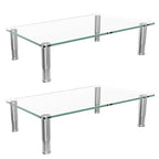 Simple Trending 2 Pack Computer Monitor Riser with Height Adjustable, Tempered Glass, Multi Media Desktop Stand for Flat Screen TV Laptop - size: 14.25 x 9.5 x 3.5 inches