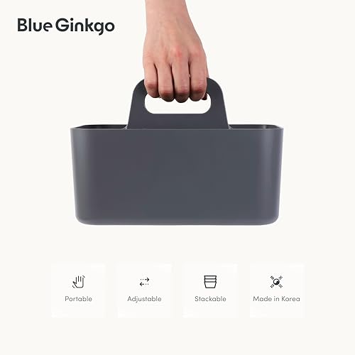 BLUE GINKGO Stackable Organizer Caddy – Korean-Made Portable Tote for Bathroom, Office, Crafts, or School Supplies (Rectangle, Gray) - color: GREY, size: Rectangle