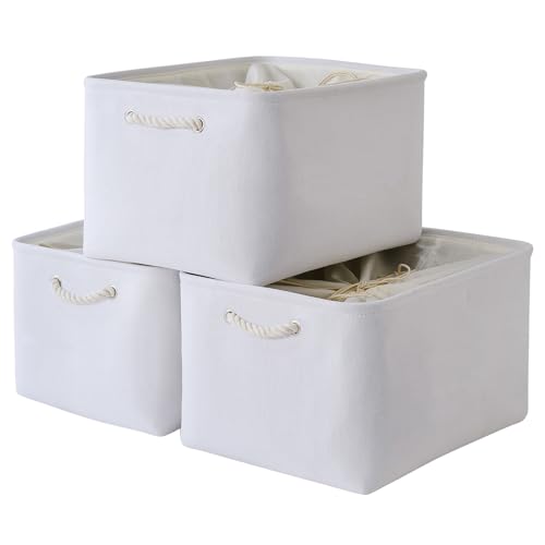 TheWarmHome Organization and Storage Basket for Shelves - Extra Jumbo 3 Pack 20.5x15.8x13.8 inch Cube Storage Bins for Toy Closet Box Home Organizer Gift (White) - color: White Color, size: 3PCS/Extra Jumbo - 20.5Lx15.7Wx13.8H