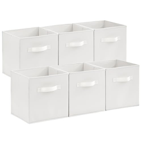 Lifewit Storage Cubes, Foldable Decorative Fabric Storage Baskets for Organizing Home Organizers with Handles for Shelves, Closet, 11 Inch Bins, 18L White, 6 Packs - color: White, size: 6pcs-11INCH