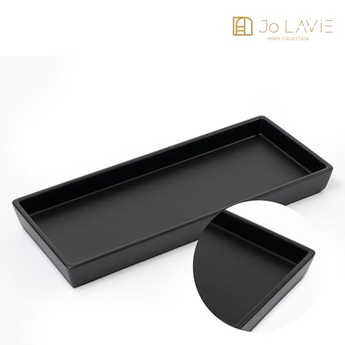Bathroom Vanity Tray – 12"x5" Black Resin Counter Organizer for Perfume, Soap, Jewelry & Candles – Minimalist Tray for Sink, Dresser, Airbnb, Hotel or Bathroom Decor