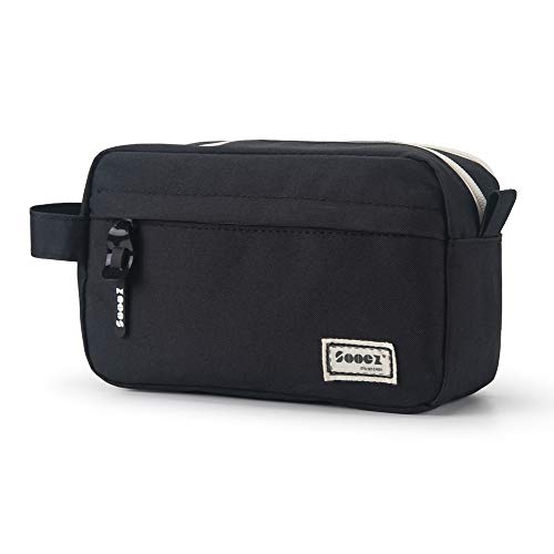 Sooez High Capacity Pencil Case, Big Pencil Bag Organizer Box Pen Case, Portable Journaling Supplies with Easy Grip Handle, Asthetic Supply for Girls Adults, Black - color: Black