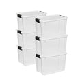 Sterilite 6-Pack 30 Quart Ultra Latch Box, Clear Storage Organizer Bins with Latching Lids - Stackable Plastic Containers for Home Organization in Garage, Attic, Basement, and Closet - size: 30 Quart
