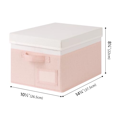 GRANNY SAYS Storage Bins with Lids, Storage Boxes for Organizing, Storage Baskets with Label, Closet Organizers and Storage, Storage Bins for Shelves, Decorative Storage Boxes, 3-Pack, Pink&Ivory - color: White&Pink, size: Medium