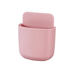 1Pcs Multi-Purpose Adhesive Wall Mounted Storage Box No-Drill Plastic Organizer for Remote Control Phone and Small Items Compact Space Saving Design(Pink) - color: Pink