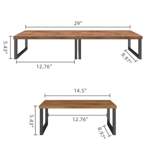 Simple Trending 2 Pack Monitor Stand Riser, Wood Desk Storage Organizer for Office Laptop, Computer, Antique Brown