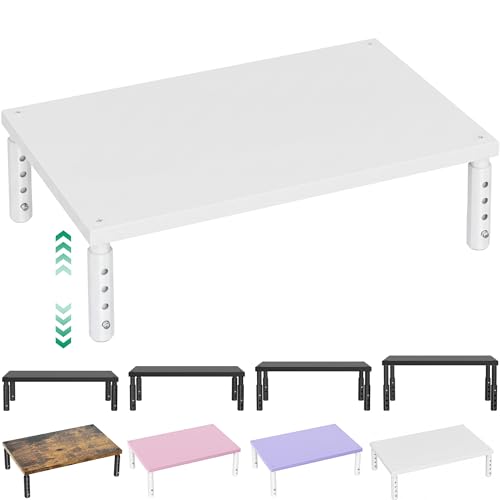 OPNICE Monitor Stand Riser for Desk, Adjustable Computer & Laptop Stand, Desk Organizer for Monitor, Laptop, PC, Printer, Office Desk Accessories for Home & Office, White Wood - color: White Wood