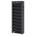 UDEAR 10-Tier Free Standing Shoe Rack Sturdy Shoe Rack Organizer for Closet Entryway Stackable Shoe Shelf with Dustproof Cover,Grey - color: Grey