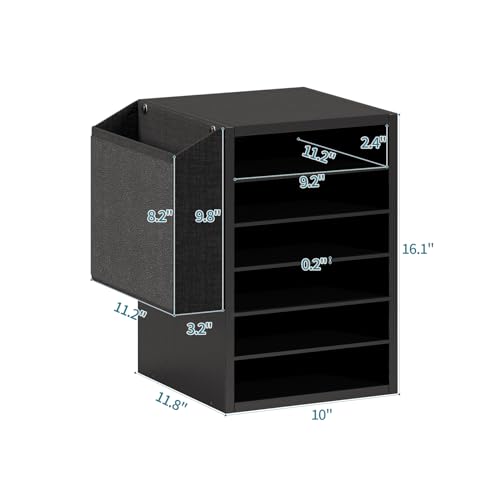 Unionly, Literature Organization Paper Storage Slot, Office Desk File Organizer, Desktop Wood Mailbox For Teacher Classroom, 6 Tier Adjustable Countertop Mail Sorter, Mailboxes With Name Slots, Black - color: Black, size: 6 Slots