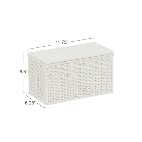 Household Essentials Small Wicker Basket with Lid, Multipurpose Storage Basket for Bathrooms, Shelves, Desks, Vanities, Closets and More, White - color: White, size: Small (Pack of 1)