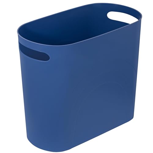 rejomiik Small Trash Can, 3.5 Gallon Slim Garbage Can Plastic Waste Basket with Handles Container Bin for Narrow Spaces Bathroom, Bedroom, Kitchen, Office at Home, Blue - color: Blue, size: 1 pack