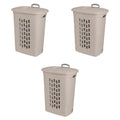 Sterilite 3-Pack Ultra Wheeled Hamper, Plastic Rolling Laundry Basket, Gray Pumice - Portable Clothes Carrier with Flip-Top Lid and Retractable Handle for Home, Apartment, and Dorm - color: Gray Pumice