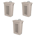 Sterilite 3-Pack Ultra Wheeled Hamper, Plastic Rolling Laundry Basket, Gray Pumice - Portable Clothes Carrier with Flip-Top Lid and Retractable Handle for Home, Apartment, and Dorm - color: Gray Pumice