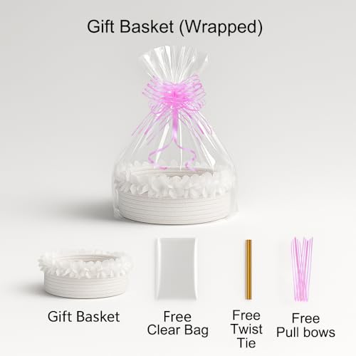 Yimi's Dream Cotton Rope Gift Basket – White Woven Gift Basket with Lace, Decorative Organizer for Baby Shower, Housewarming, Nursery, Toys, Socks, Diapers, Christmas, Holiday Gifts - color: white with lace, size: Oval - 12"x8"x5"