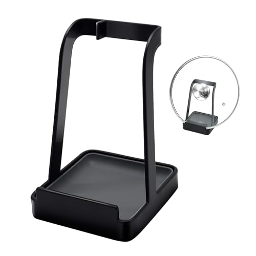 vocheer Pot Lid Holder, Stainless Steel Kitchen Organizer Rack Spoon Rest Rack Holder-Lid Stand for Utensils in Kitchen, Black - color: A