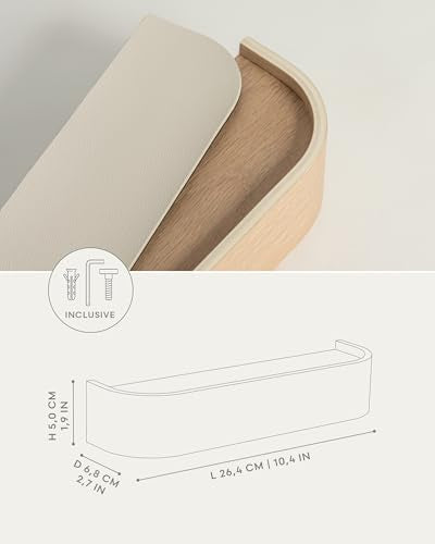 Kazai. Key Holder 'Toke' | Minimalist Key Hook Design from Berlin | Modern Key Holder Wall Mount with Wooden Shelf | Key Rack for Wall as Entryway Organizer | Oak, White - color: Oak, white, size: 6 Hooks