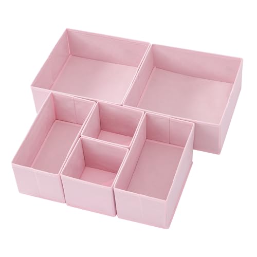 Stero 6 Pack Drawer Organizers for Clothing, Dresser Drawer Organizer Clothes, Fabric Foldable Closet Organizers and Storage Basket Bins for Clothes, Underwear, Bras, Socks (Pink) - color: Pink