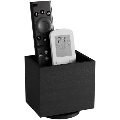 360° Rotating Remote Control Holder, Wooden TV Remote Holder for Table, Desk Organizer Caddy Media Storage Box Ideal for Living Room, Bedroom, Office Desk (Black) - color: Black-1 Slot