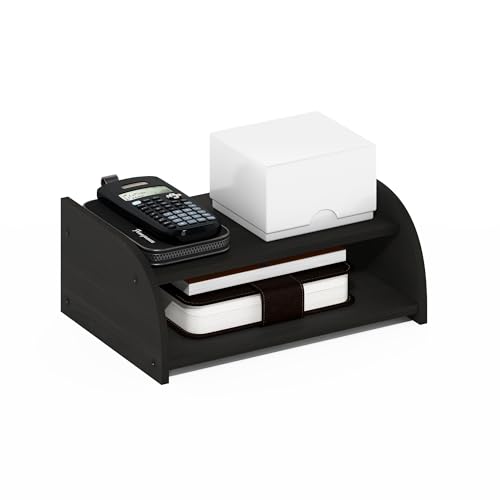 Furinno Classic Desk Organizers and Accessories, 2-Tier Monitor Riser, Office Organization, Desk Top Book Shelf, for Office Supplies, Office Desk Utility, Dark Espresso - color: Dark Espresso, size: 2-Tier 12.5" Wide