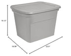 Sterilite 18 Gal Storage Tote, Stackable Bin with Lid, Plastic Container to Organize Clothes in Closet, Basement, Gray Base and Lid, 8-Pack