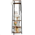 Coat Rack Freestanding, Coat Stand with 3 Shelves and 7 Hooks, Hall Tree Free Standing, Clothes Rack Stand Organizer, Industrial Style, Rustic Brown and Black - color: Rustic Brown and Black, style: 3 Shelves
