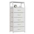 Furnulem White Dresser with 5 Drawers, Vertical Storage Tower Fabric Dresser for Bedroom, Hallway, Entryway, Nursery, Closet Organizer, Nightstand Bedside Table Furniture, Sturdy Steel Frame, Wood Top - color: White, style: 5 Drawers