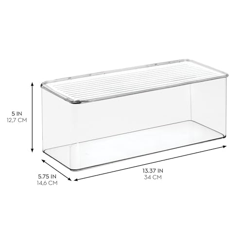 iDesign Plastic Stackable Hinged-Lid Storage Box for Kitchen, Bathroom, or Office - Set of 6 - Clear - style: Pack of 6