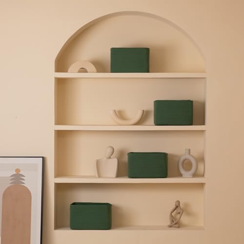 4 Pack Storage Baskets for Organizing, Woven Baskets for Shelves - Perfect for Toys, Books, Towels, and Clothes, Durable Gift Basket Bins Toy Storage, 12.7''L x9''W x7.8''H, Green - color: Green, size: Small/12.7''Lx9''Wx7.8''H