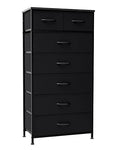 Crestlive Products Vertical Dresser Storage Tower - Sturdy Steel Frame, Wood Top, Easy Pull Fabric Bins, Handles - Organizer Unit for Bedroom, Hallway, Entryway, Closets - 7 Drawers (Black) - color: Black, style: 7 Drawers