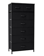 Crestlive Products Vertical Dresser Storage Tower - Sturdy Steel Frame, Wood Top, Easy Pull Fabric Bins, Handles - Organizer Unit for Bedroom, Hallway, Entryway, Closets - 7 Drawers (Black) - color: Black, style: 7 Drawers