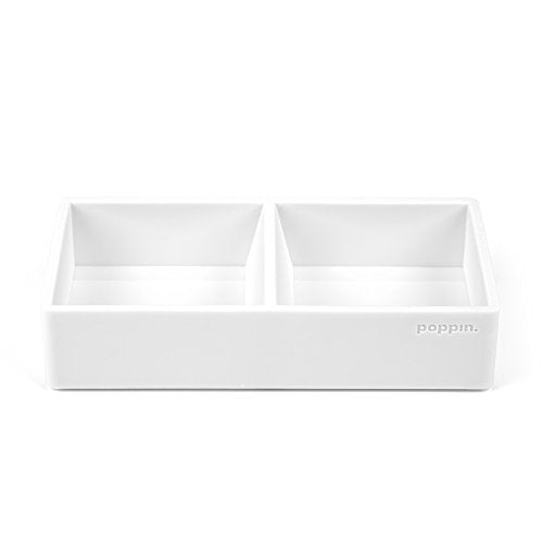Poppin This & That Tray - Modular Desk Trays for Office Organization, Color-Coordinated Office Supplies for Desk (White, This & That Tray) - color: White, size: 6.3" x 3" x 1.5"