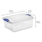 15 Quart Clear Plastic Storage Bins with Lids, Small Latching Storage Container for Closet Organization, Toy Storage and Pantry, Stackable Organizer Box with Blue Latches (1)