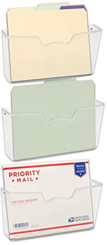Simple Houseware Clear Single Pocket Wall Mount for Hanging File Holder, 3 Packs - color: Clear, size: 3 Pack