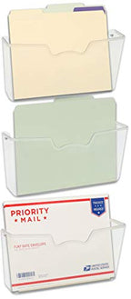 Simple Houseware Clear Single Pocket Wall Mount for Hanging File Holder, 3 Packs - color: Clear, size: 3 Pack