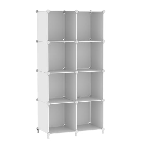 AWTATOS 8 Cube Storage Organizer, Closet Organizer Storage Shelf, Bookcase Bookshelf, DIY Stackable Storage Cubes Shelves for Closet, Bedroom, Home, Office, White - color: White, size: 4x2