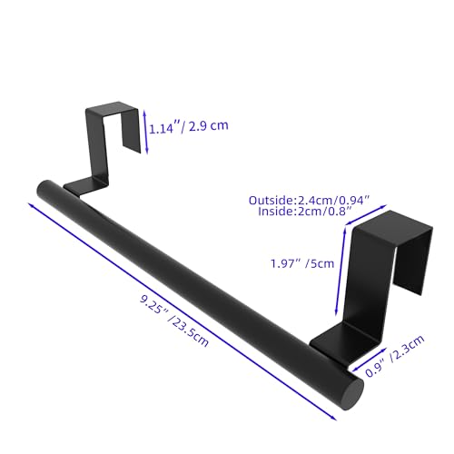 Cabinet Door Towel Bar - Single, Stainless Steel & Matte Black Over Cupboard Door Towel Holder - color: Black - 1 Pack