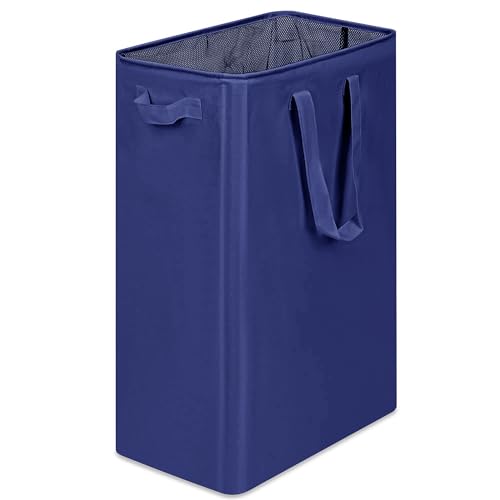 efluky Slim Laundry Basket, Narrow Laundry Hamper with Handles, Collapsible Dirty Clothes Hamper, Tall Laundry Bin for Laundry Room, Dorm and Bedroom, 12.7 Gallons(75L) Blue - color: Blue, size: 75L without Lid