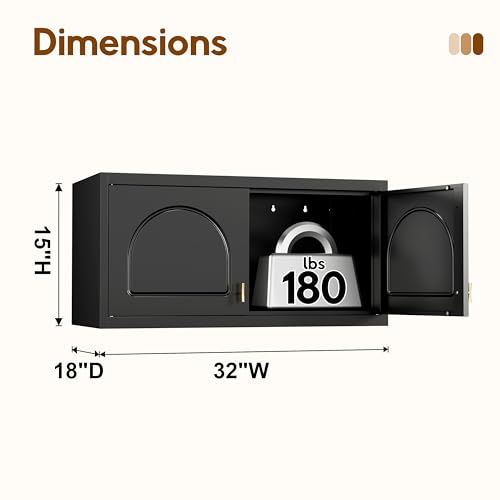 UNICOLY 15" Wall Mounted Storage Cabinet, Small Armoire Wardrobe Closet, Small Hanging Cabinet for Bedroom School, Employee, Gym, Armarios De Ropa para Dormitorio, Assembly Required, Black - color: Black, size: 15.74 Inch arched-J with 0 Drawers