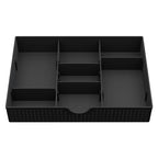 CAXXA 3 Slot Drawer Organizer with 4 Adjustable Dividers - Junk Drawer Storage for Office Desk Supplies and Accessories, Black (1 Pack)