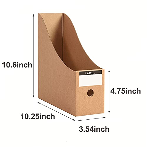 Foldable Desk File Holder Organizer Sturdy Cardboard Magazine Storage Box Document Rack with Blank Label Stickers for Home School Office (5, Brown) - color: Brown