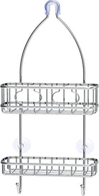 Simple Houseware Bathroom Hanging Shower Head Caddy Organizer, Chrome (22 x 10.2 x 4.2 inches) - color: Chrome, size: Medium