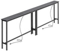 SUPERJARE 78.8 Inch Narrow Console Table with Outlet, Sofa Tables, Behind Couch Table, Long Entryway Tables with Charging Station, for Living Room, Black - color: Black, size: 5.7''D x 78.7''W x 29.7''H