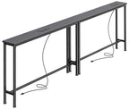 SUPERJARE 78.8 Inch Narrow Console Table with Outlet, Sofa Tables, Behind Couch Table, Long Entryway Tables with Charging Station, for Living Room, Black - color: Black, size: 5.7''D x 78.7''W x 29.7''H