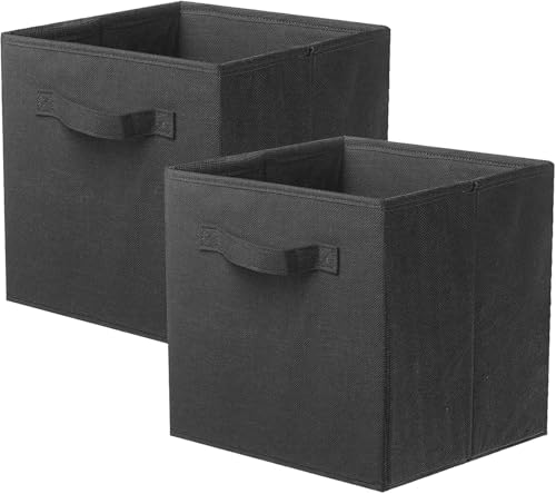 PowerKing Collapsible Storage Cubes with Handles, Fabric Foldable Bins for Closet Shelves, Durable Organization Storage Bins, 10.5'' x 11'' x 10.5'' (Black, 2Pack) - color: Black, size: 2Pack