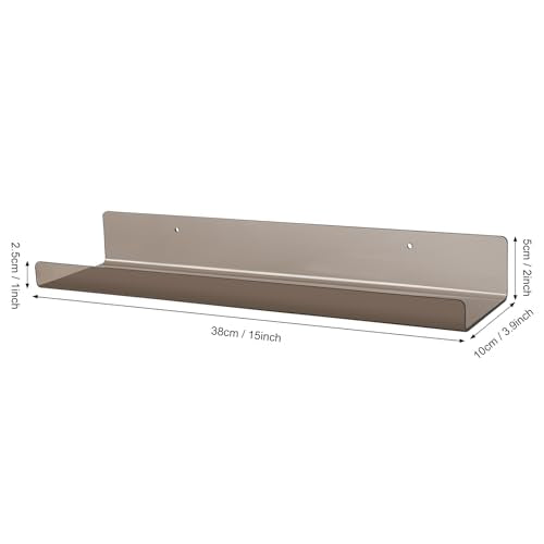 Dezzer 4 Pack Acrylic Shelves for Wall, 15" Acrylic Floating Shelves for Bathroom Bedroom, Invisible Bookshelf Wall Ledge Storage Shelf Books Perfume Toys Action Figure Display Shelves, Clear Gray - style: 15 inch 4-pack Gray