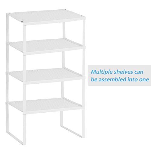 NEX Kitchen Cabinet and Counter Pantry Shelf Organizer, Expandable & Stackable, White - color: White