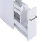Spirich Slim Bathroom Storage Cabinet, Free Standing Toilet Paper Holder, Bathroom Cabinet Slide Out Drawer Storage, White