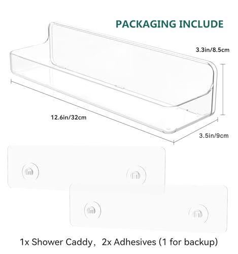 Shower shelves, Adhesive Clear Acrylic Bathroom Shower caddy Organizer, Transparent No Drilling Wall Mount Bathroom Storage - color: Clear-Long-1 Pack