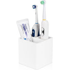 Diatomite Toothbrush Holders for Bathrooms, Electric Toothbrush and Toothpaste Holder 3 Slots Tooth Brush Organizer for Bathroom Countertop, Shower, Vanity - White - color: White